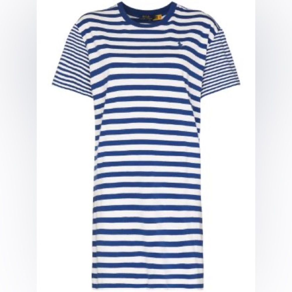 🎉HP🎉New! Polo Ralph Lauren Blue Stripe Oversized Fit Cotton T Shirt Dress XL - Picture 12 of 13